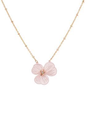 Gold Tone Flower Pendant Necklace