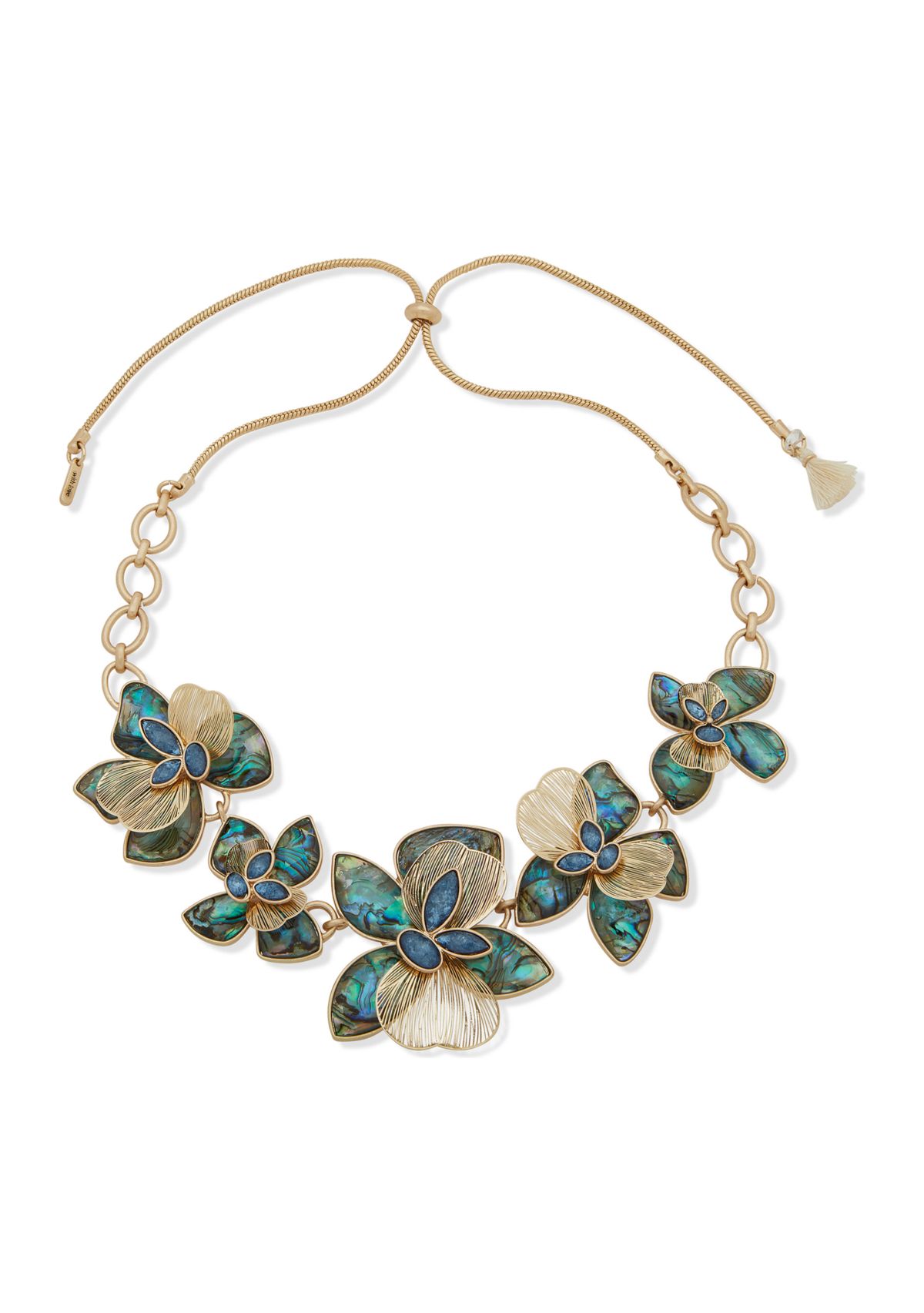 Gold Tone Flower Frontal Necklace