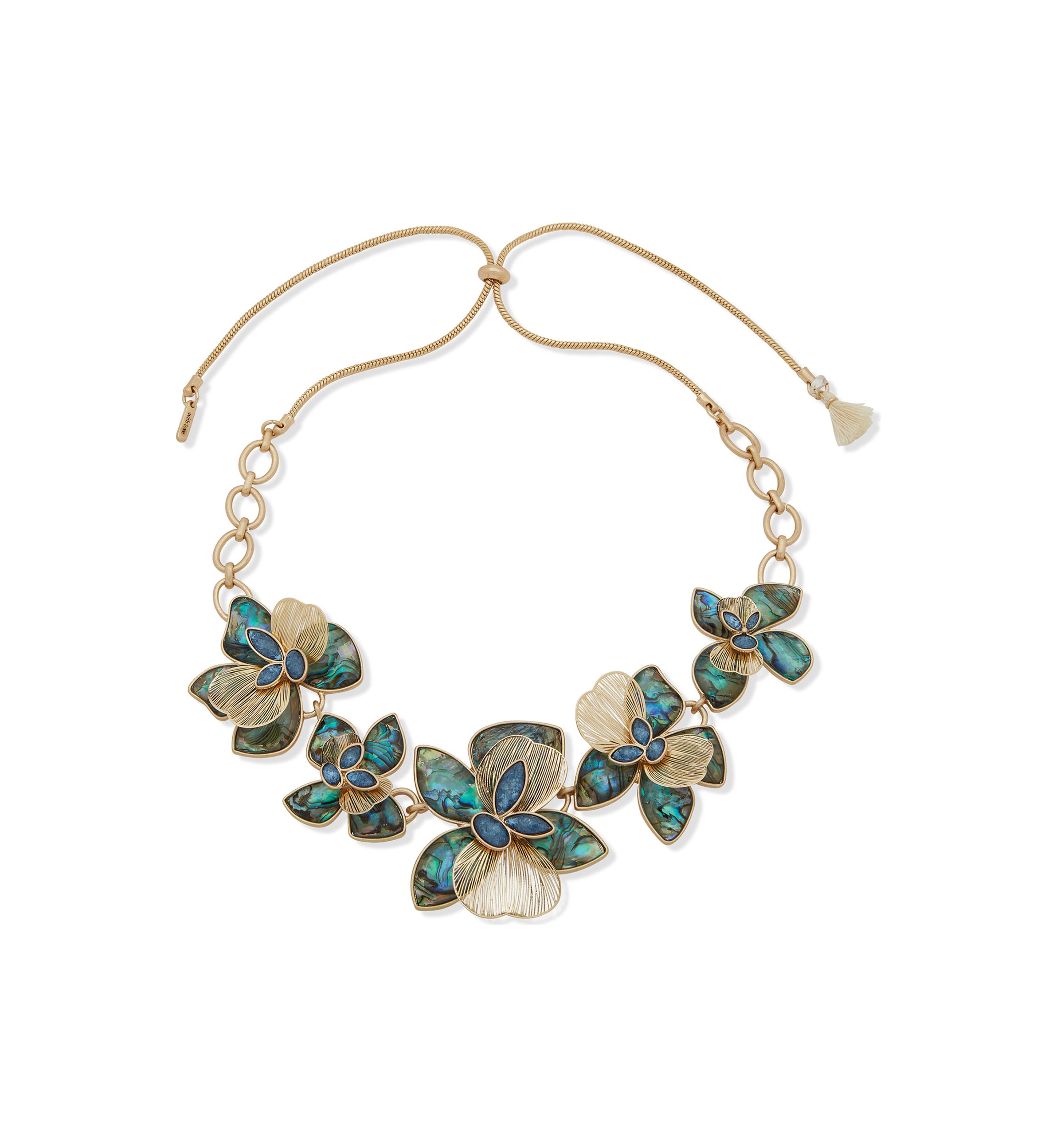 Gold Tone Flower Frontal Necklace