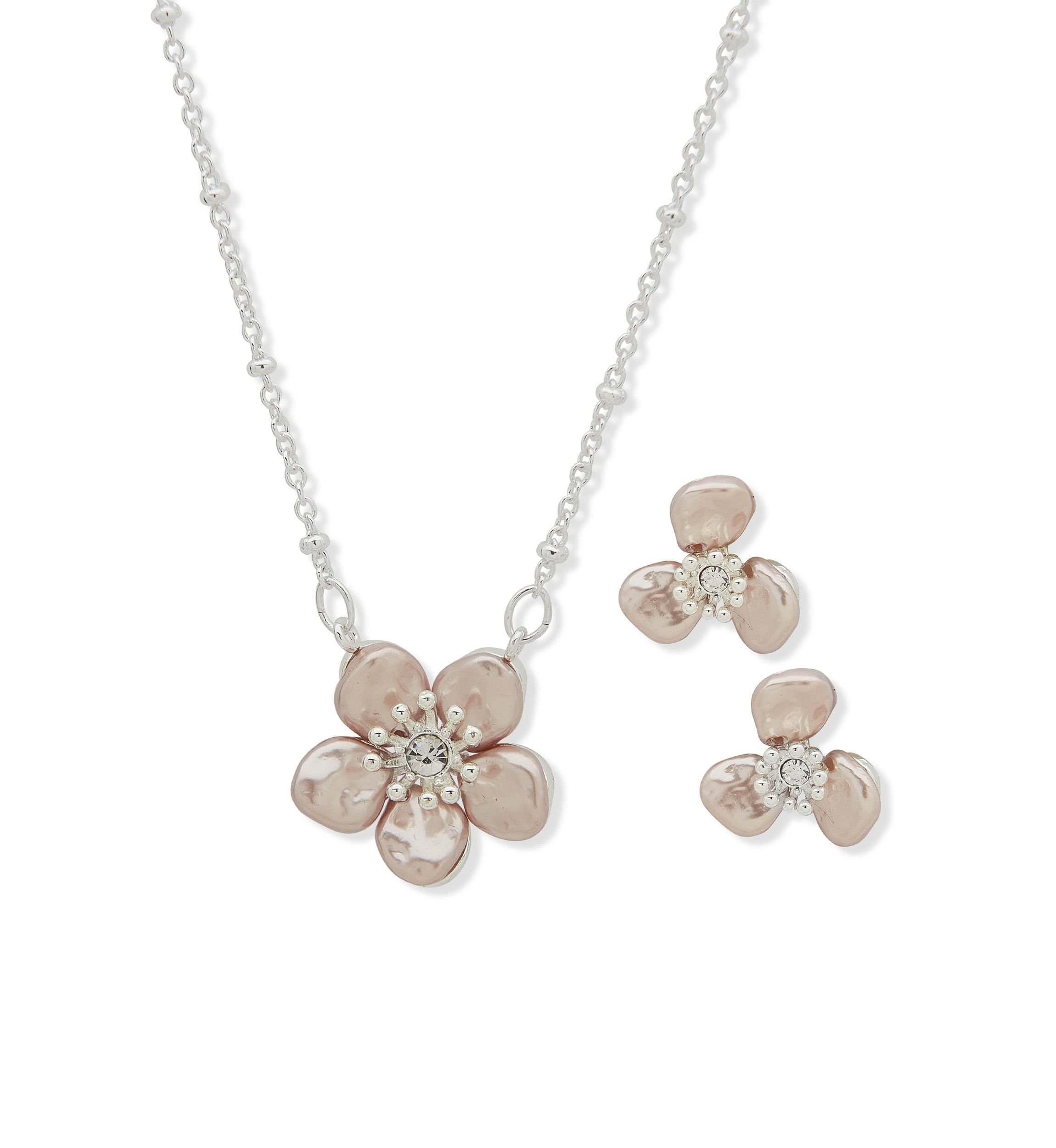 Flower Earrings and Necklace Set