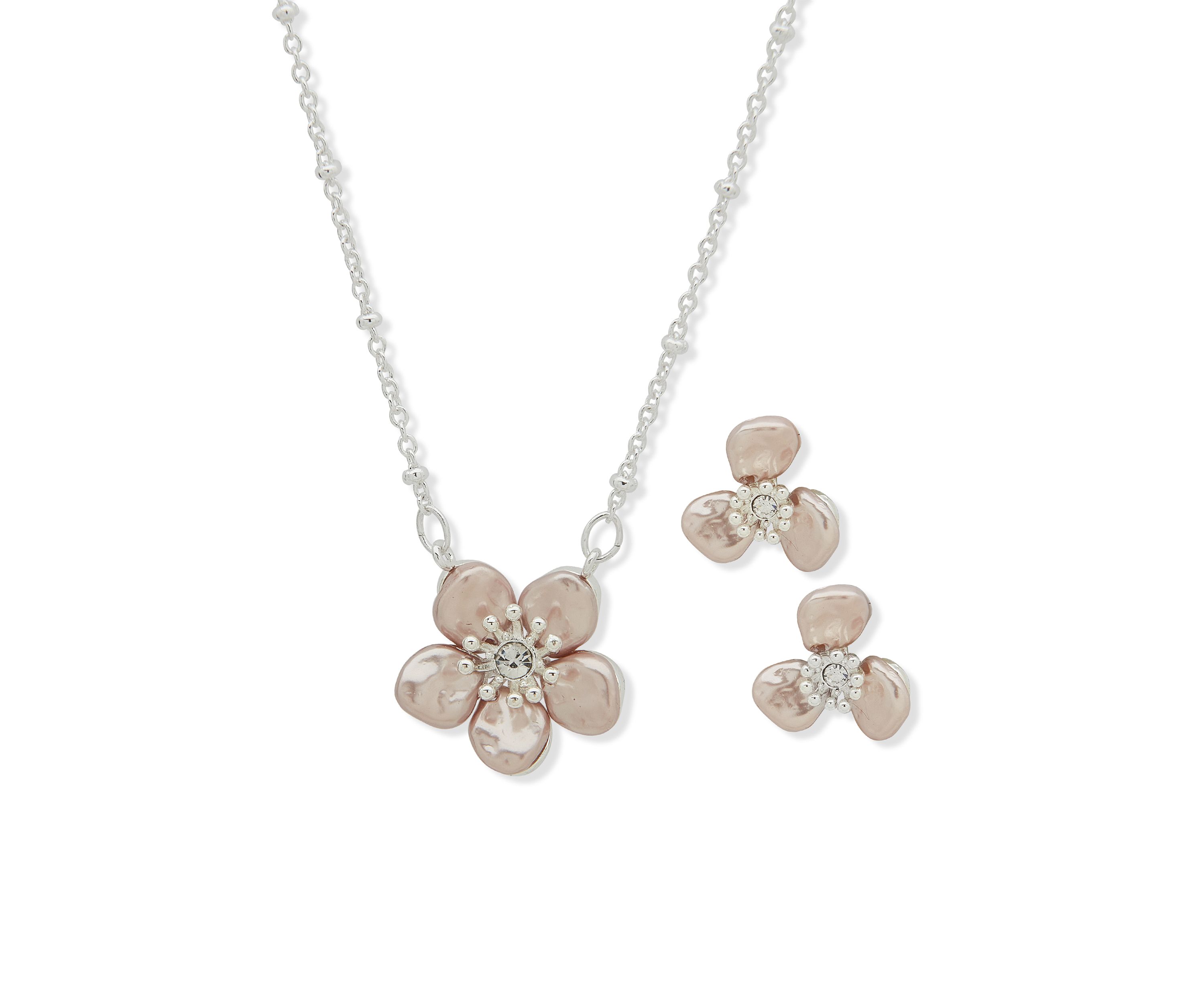 Flower Earrings and Necklace Set