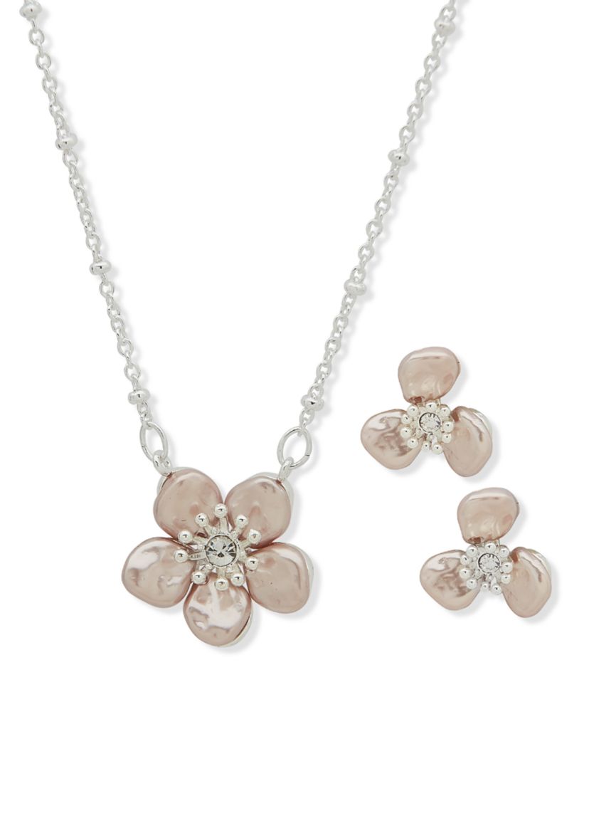Flower Earrings and Necklace Set