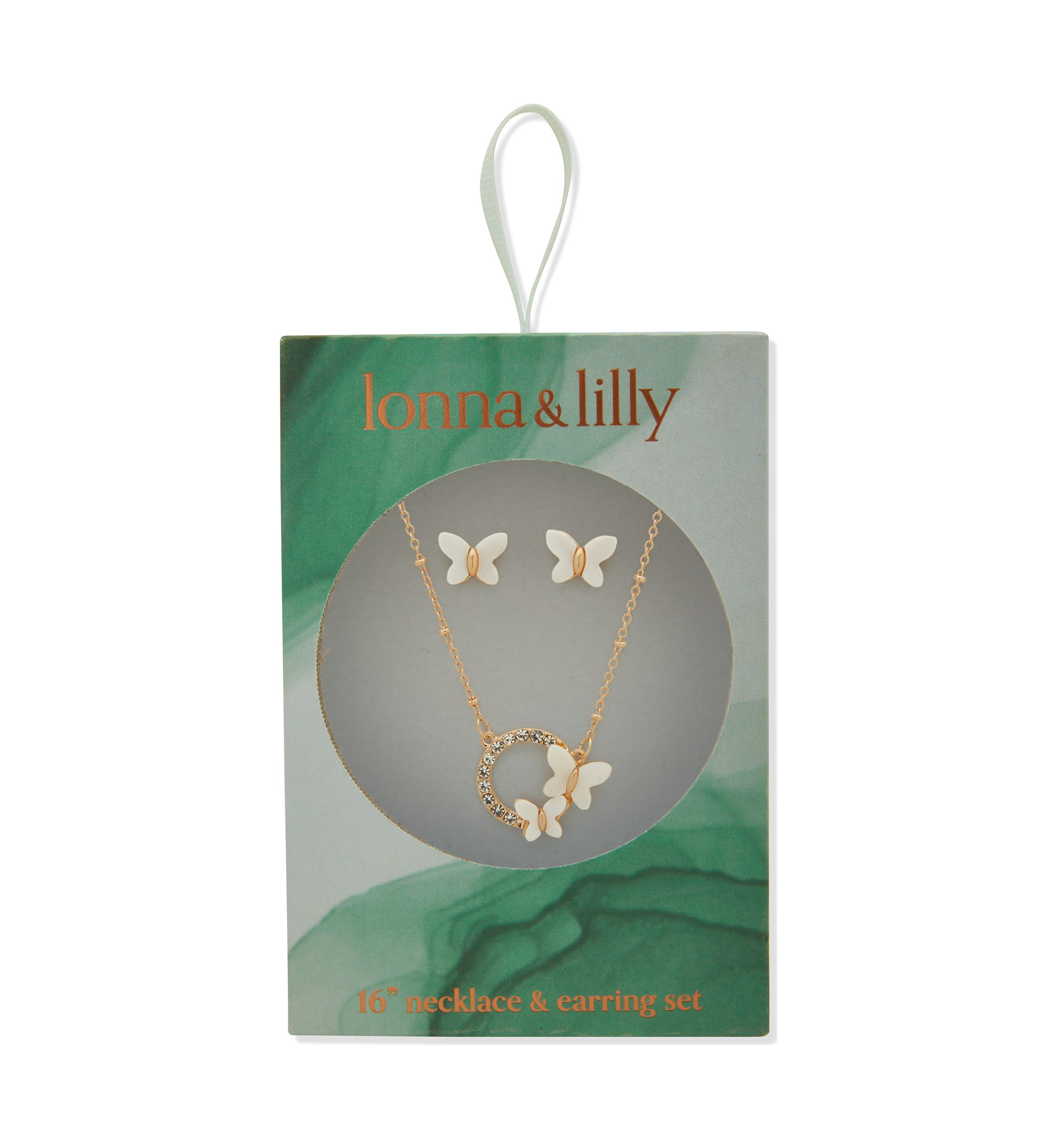 Gold Tone Butterfly Earrings and Necklace Set