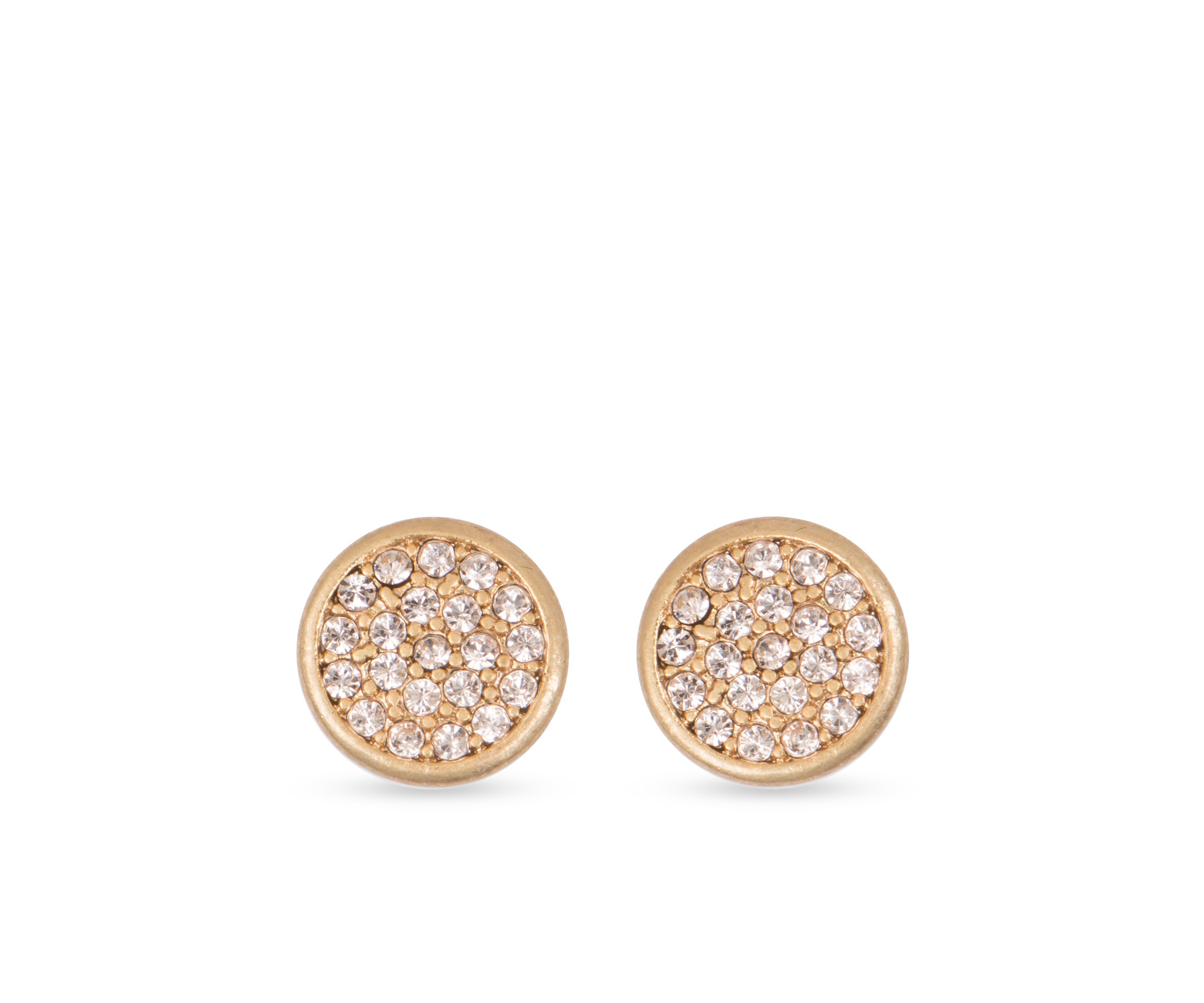 Worn Gold-tone and Silk Disc Button Earrings