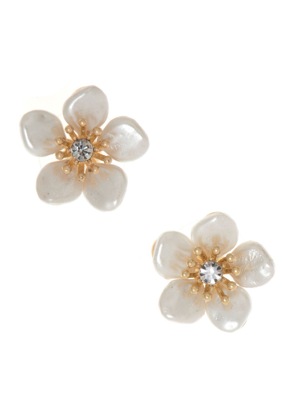 Gold Tone Flower Stud Earrings