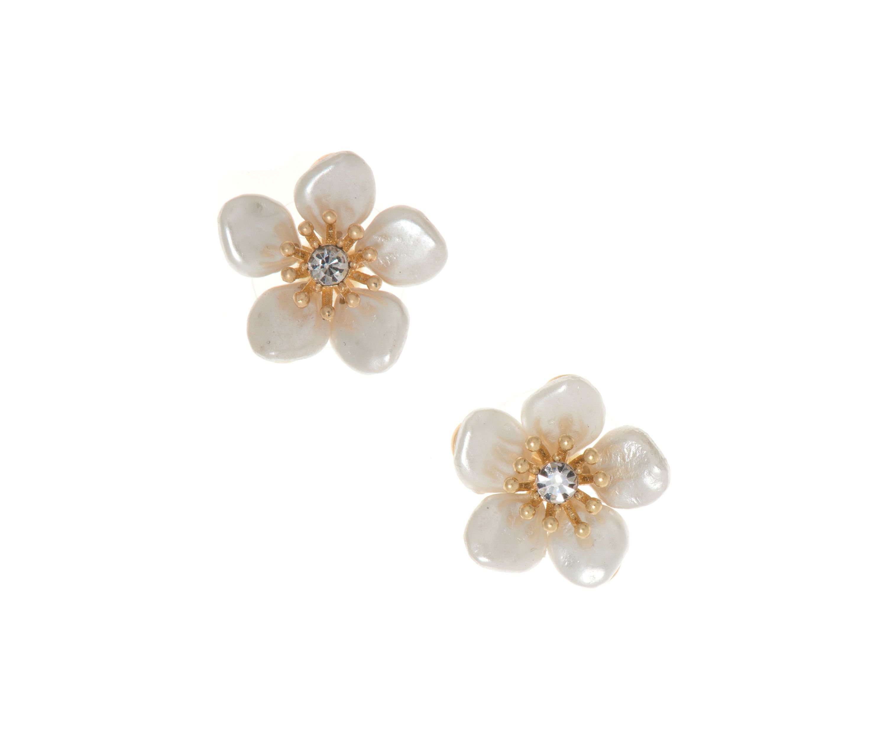 Gold Tone Flower Stud Earrings