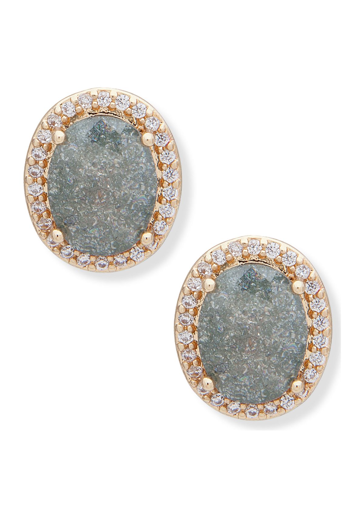 Gold Tone CZ Stud Earrings