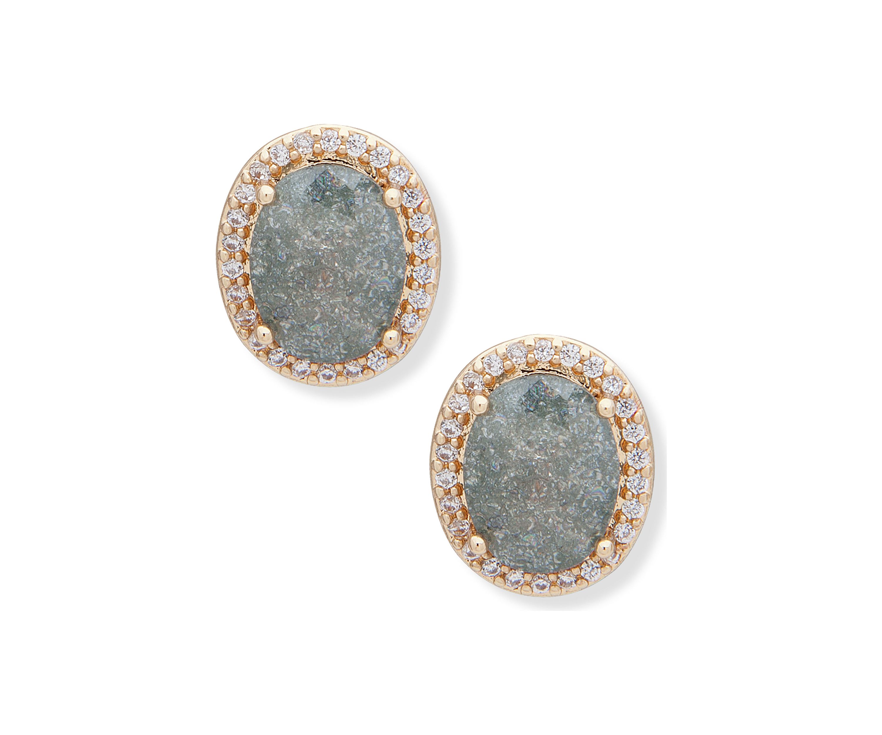 Gold Tone CZ Stud Earrings