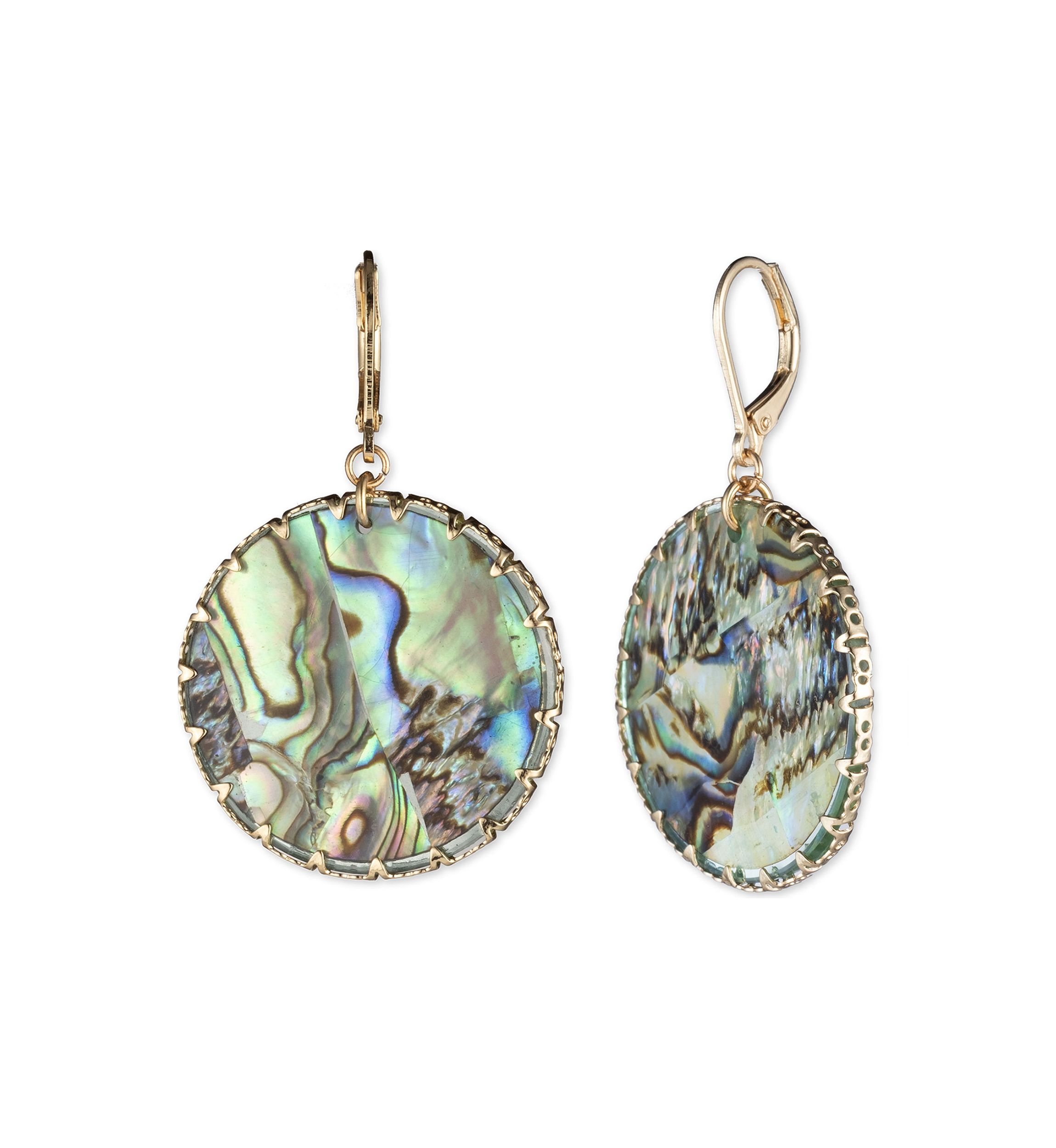Gold Tone Disc Drop Earrings