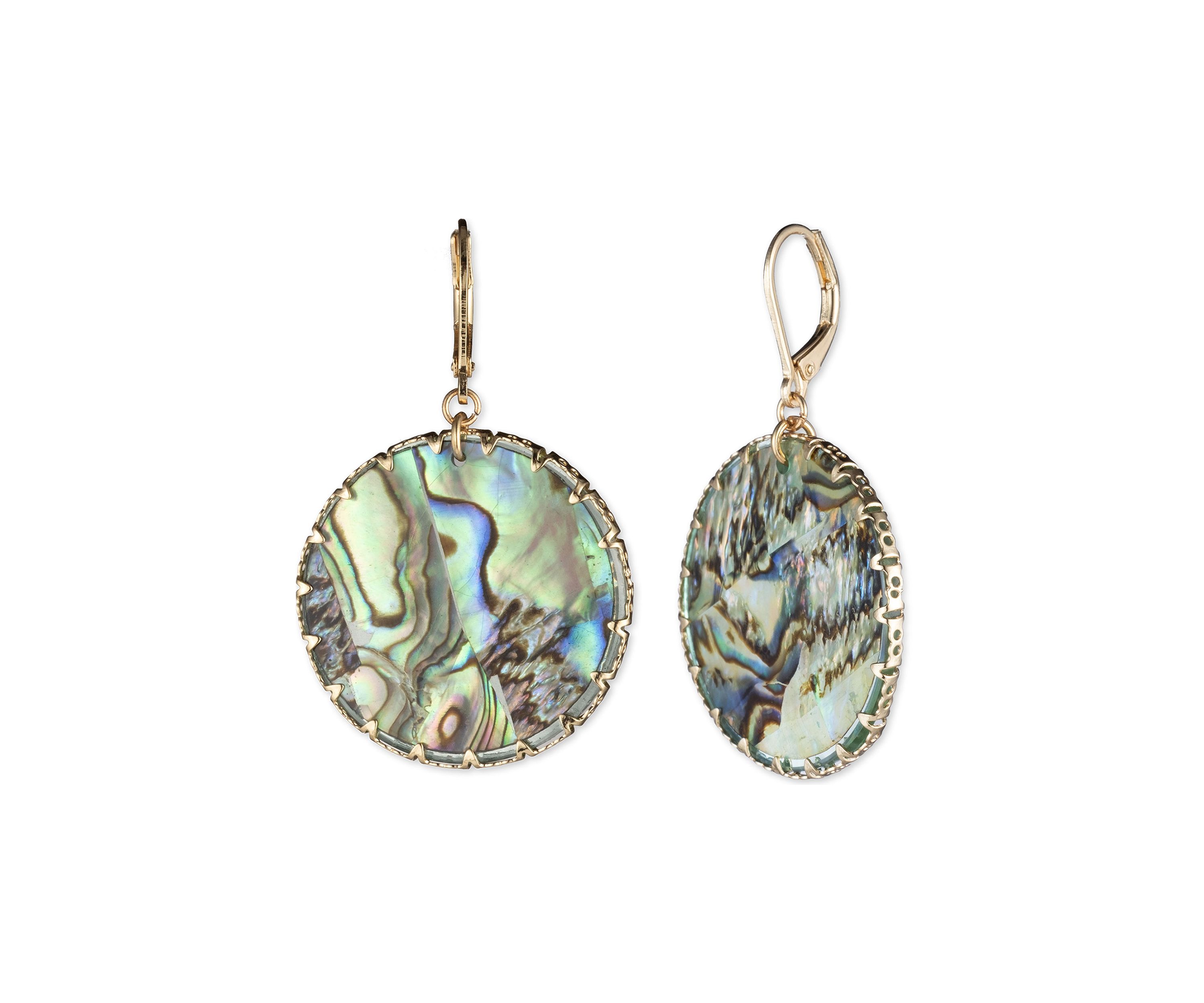 Gold Tone Disc Drop Earrings