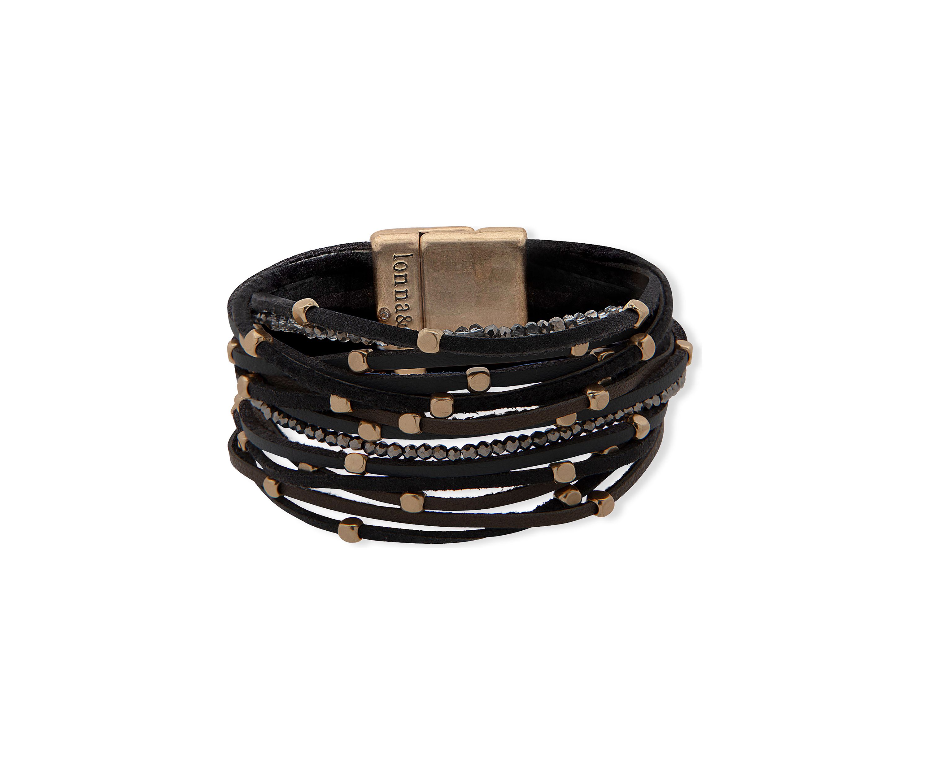 Gold Tone Multirow Magnetic Wrap Bracelet 