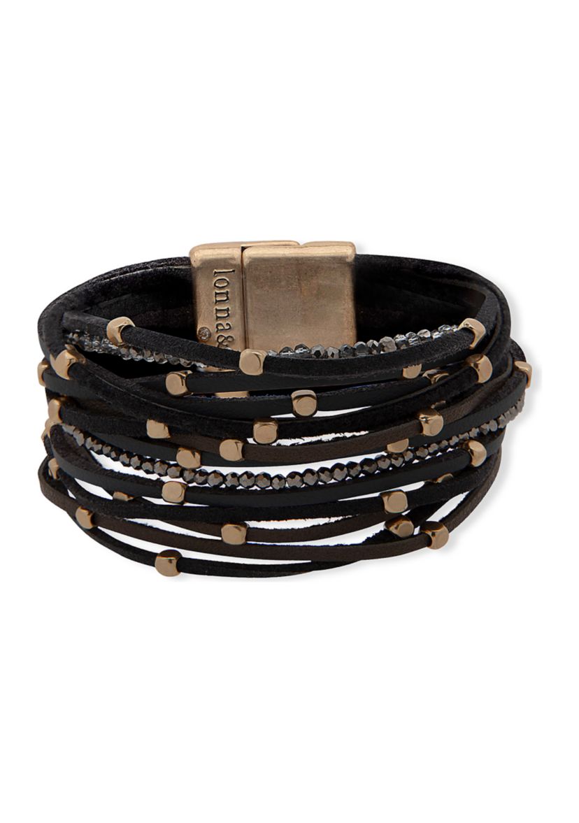 Gold Tone Multirow Magnetic Wrap Bracelet 