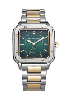 Geoffrey Beene Men's Square Genuine Diamond Bracelet Metal Dress Watch