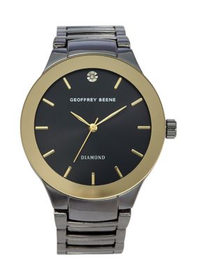 Geoffrey Beene Gunmetal Diamond Metalized Bezel Watch belk