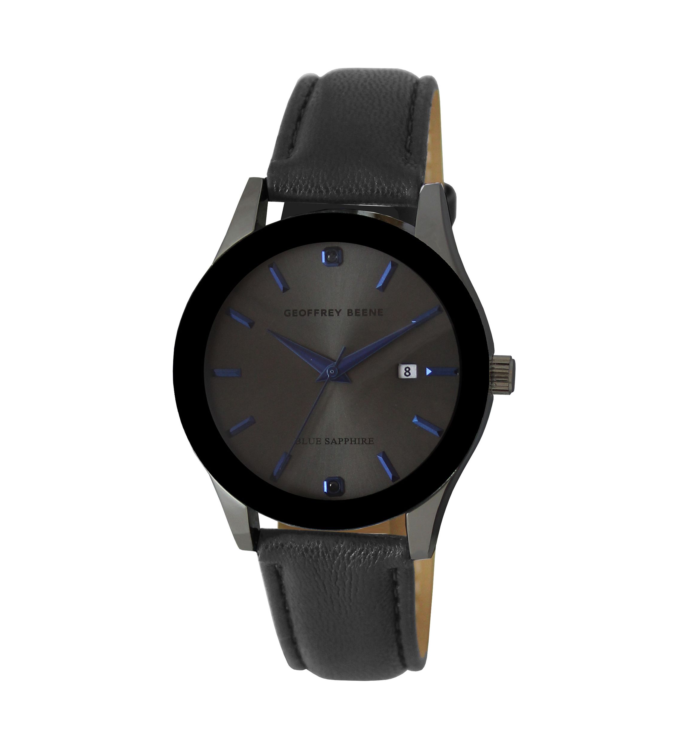Metalized Blue Bezel Genuine Sapphire Strap Watch