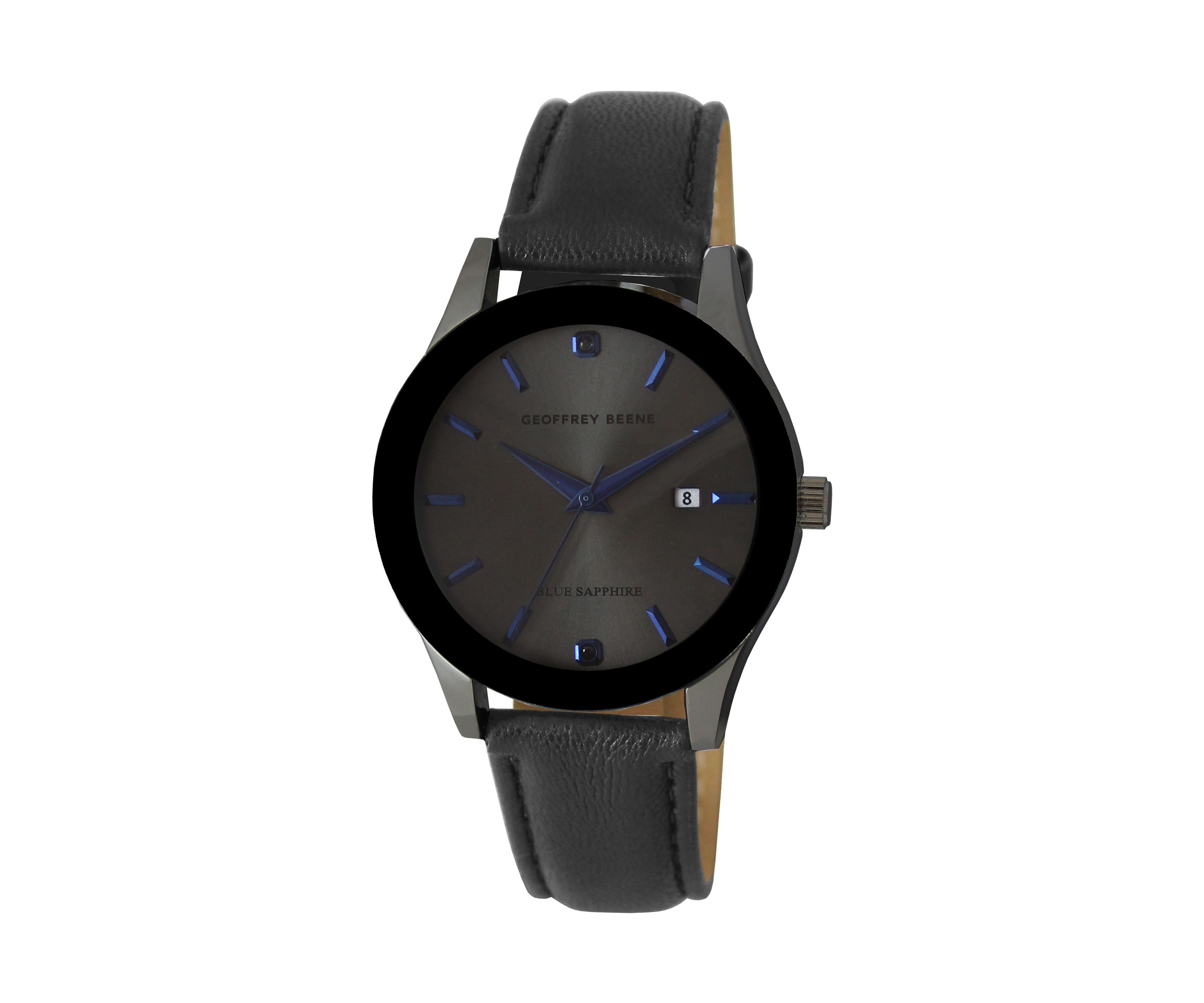 Metalized Blue Bezel Genuine Sapphire Strap Watch