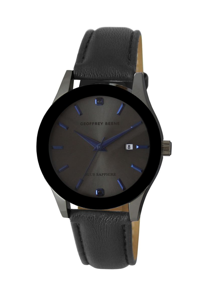 Metalized Blue Bezel Genuine Sapphire Strap Watch
