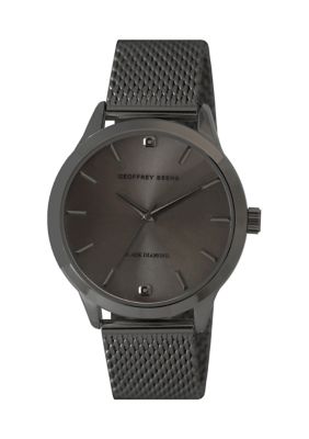 Geoffrey Beene Men's Black Diamond Mesh Watch -  5800684GB8207GU