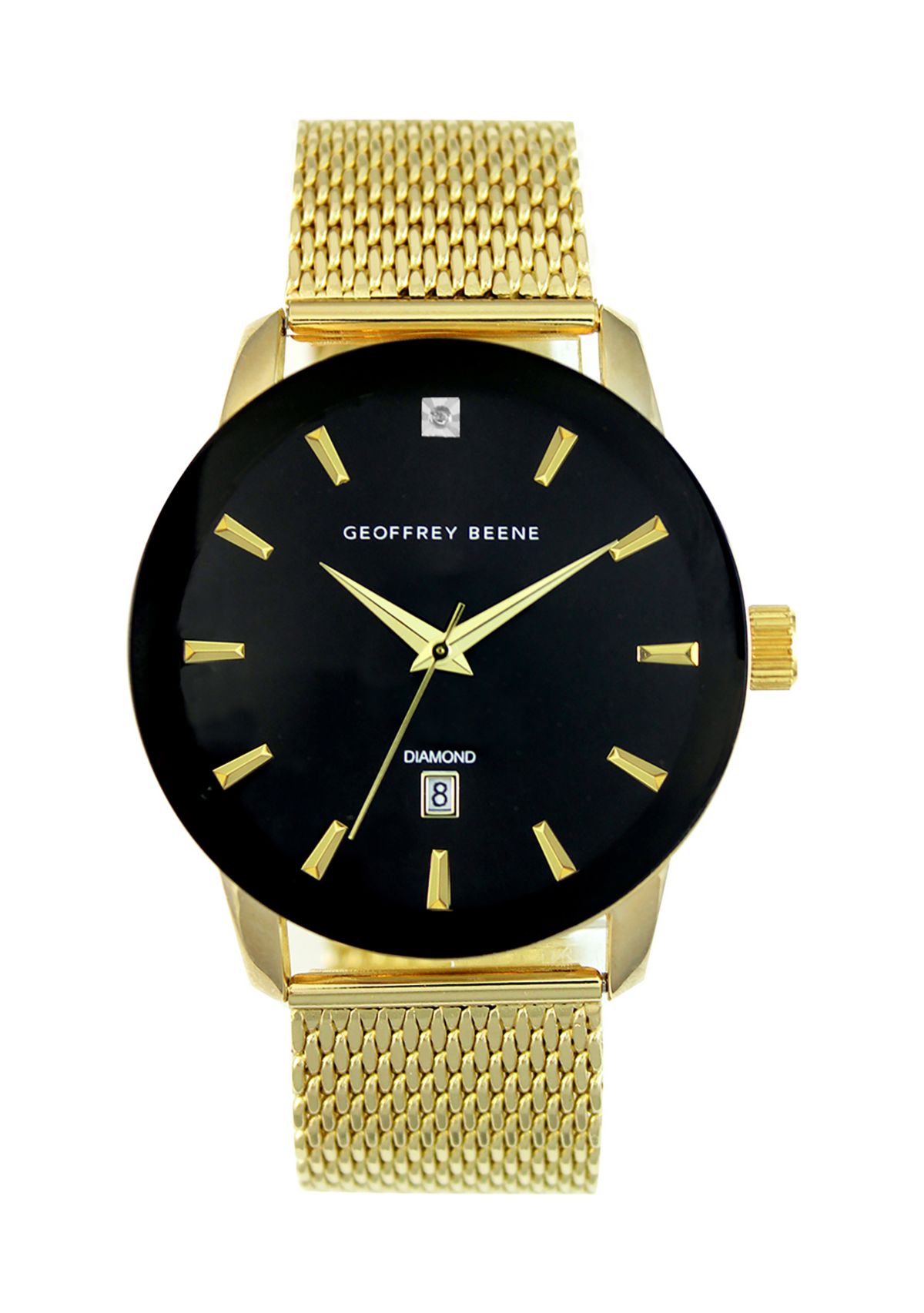 Metalized Black Bezel Diamond Accent Mesh Watch