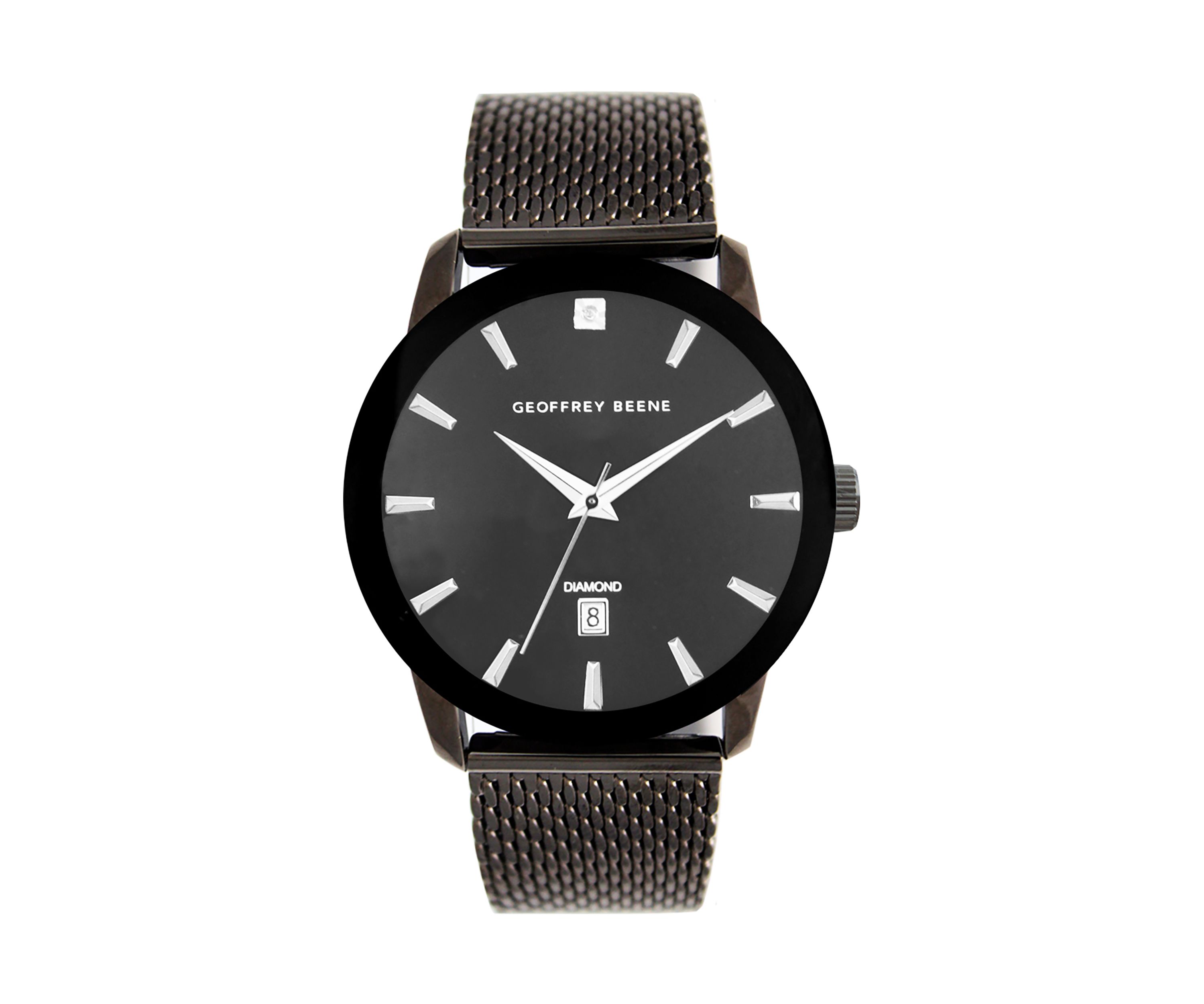 Metalized Bezel Diamond Accent Mesh Watch