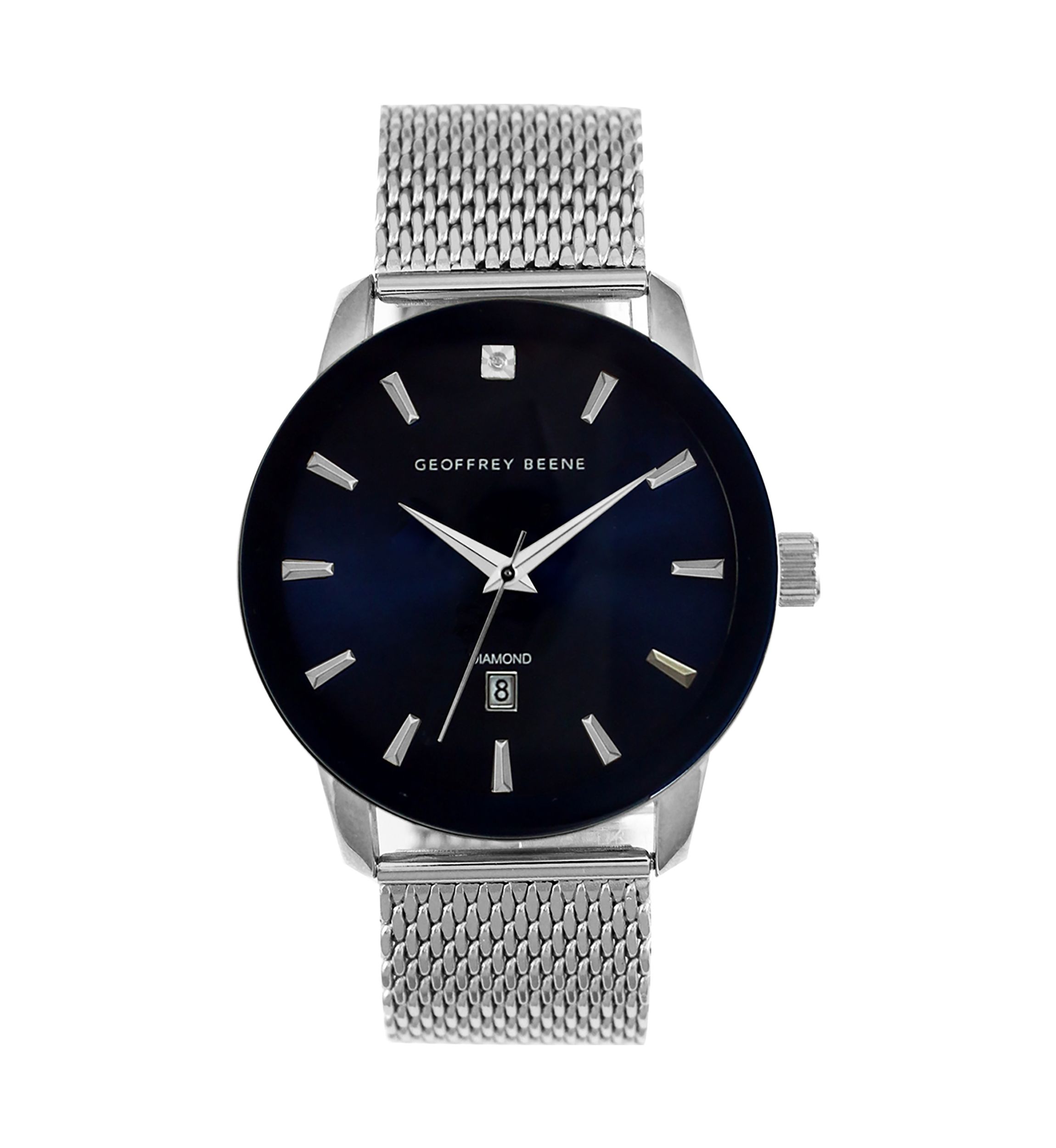 Metalized Blue Bezel Diamond Accent Mesh Watch