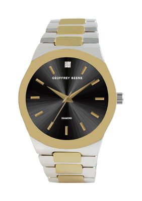Geoffrey Beene Metalized Black Bezel Diamond Accent Mesh Watch | belk
