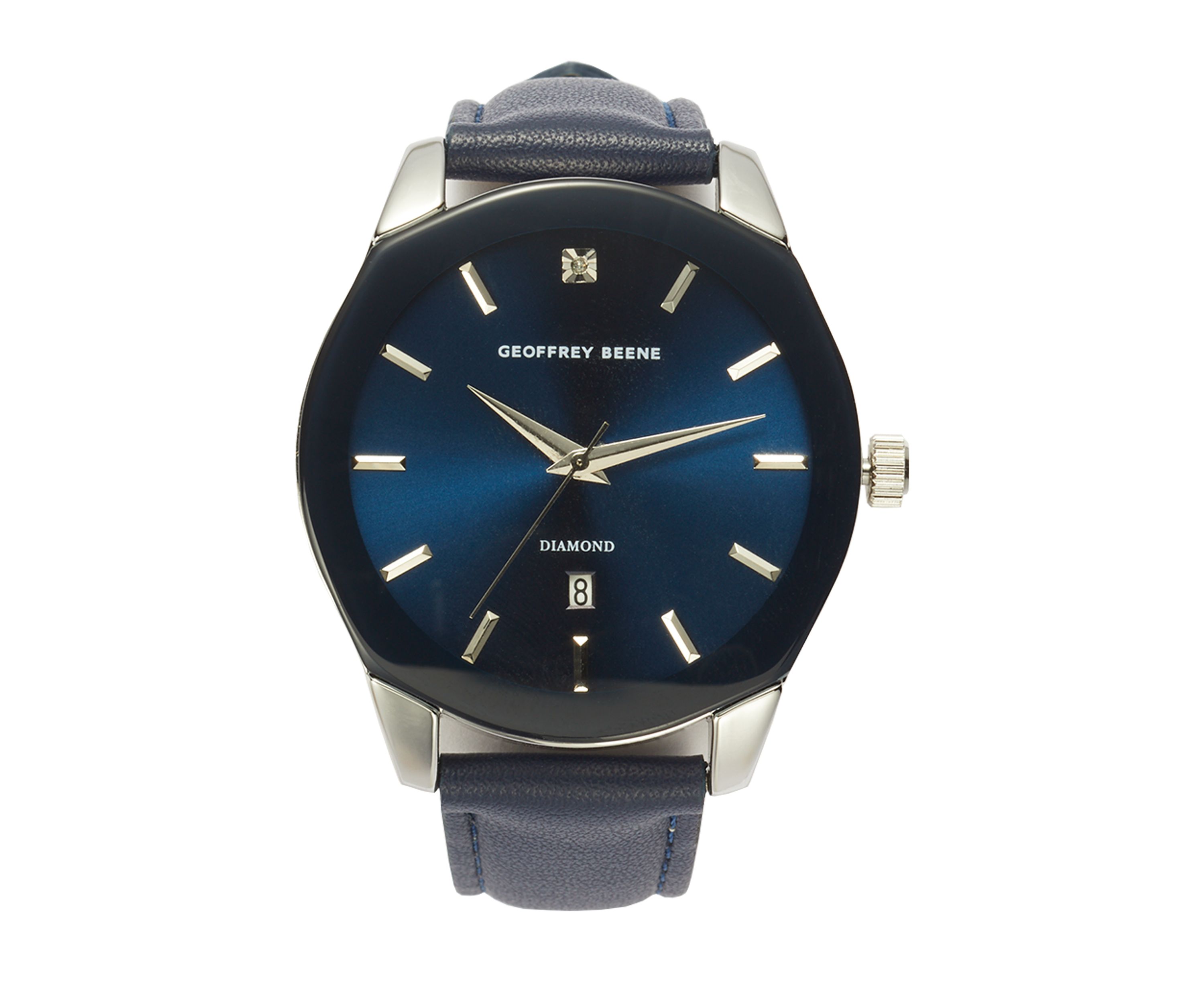 Silver Quad Bezel Genuine Diamond Leather Strap Watch