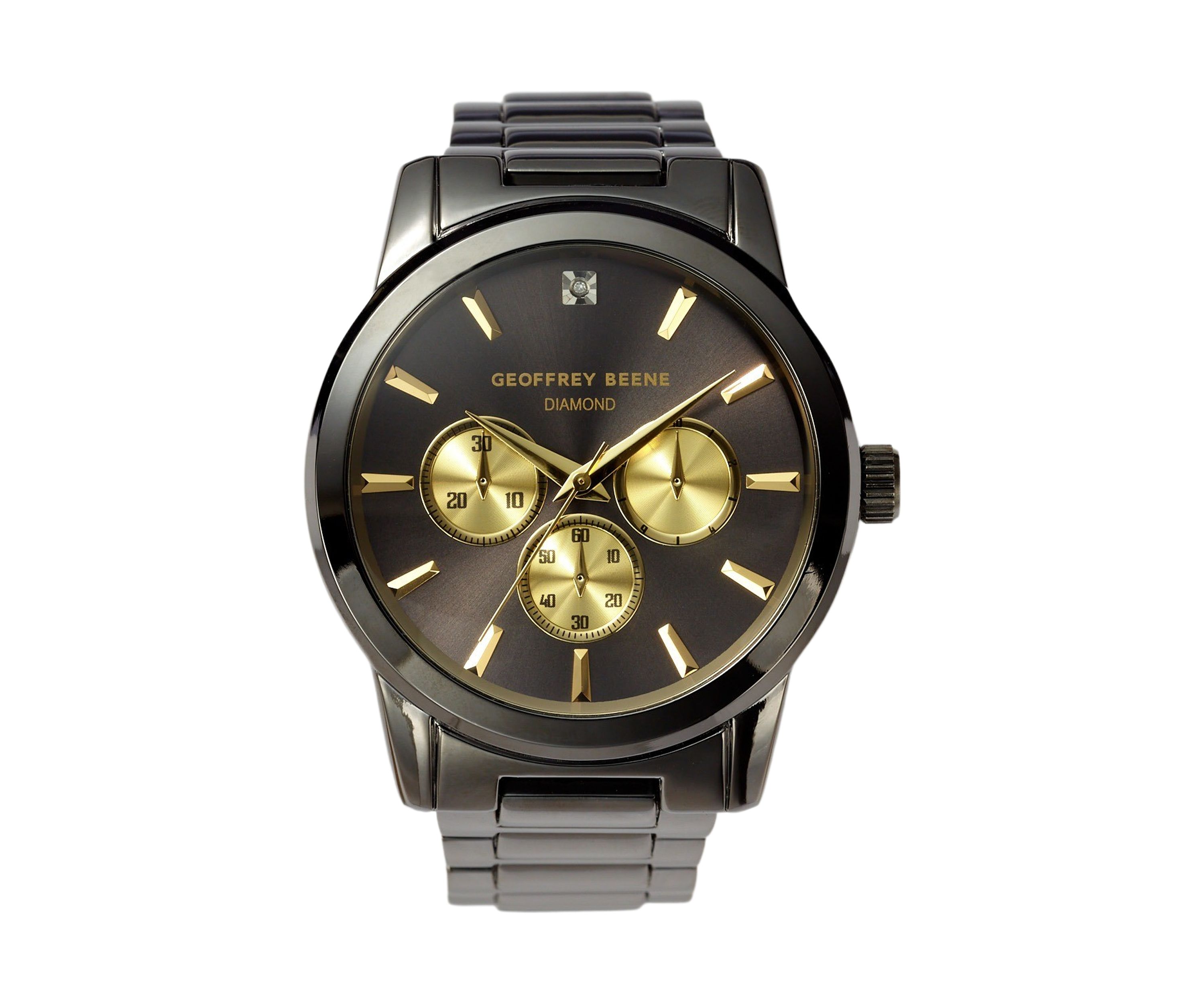 Gunmetal Contrast Subdial Genuine Diamond Watch