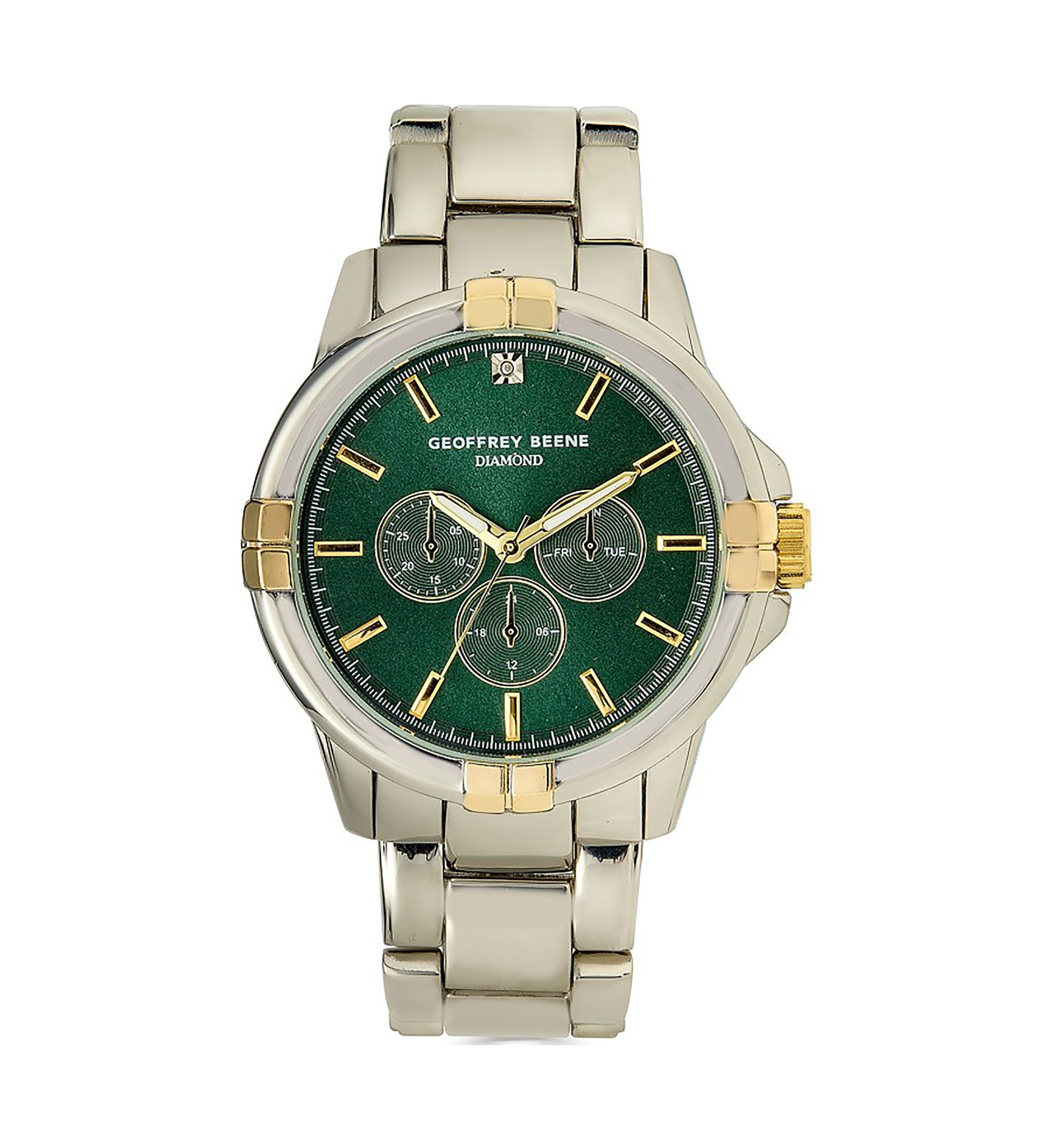 43 Millimeter Two Tone Gold Green Dial Watch