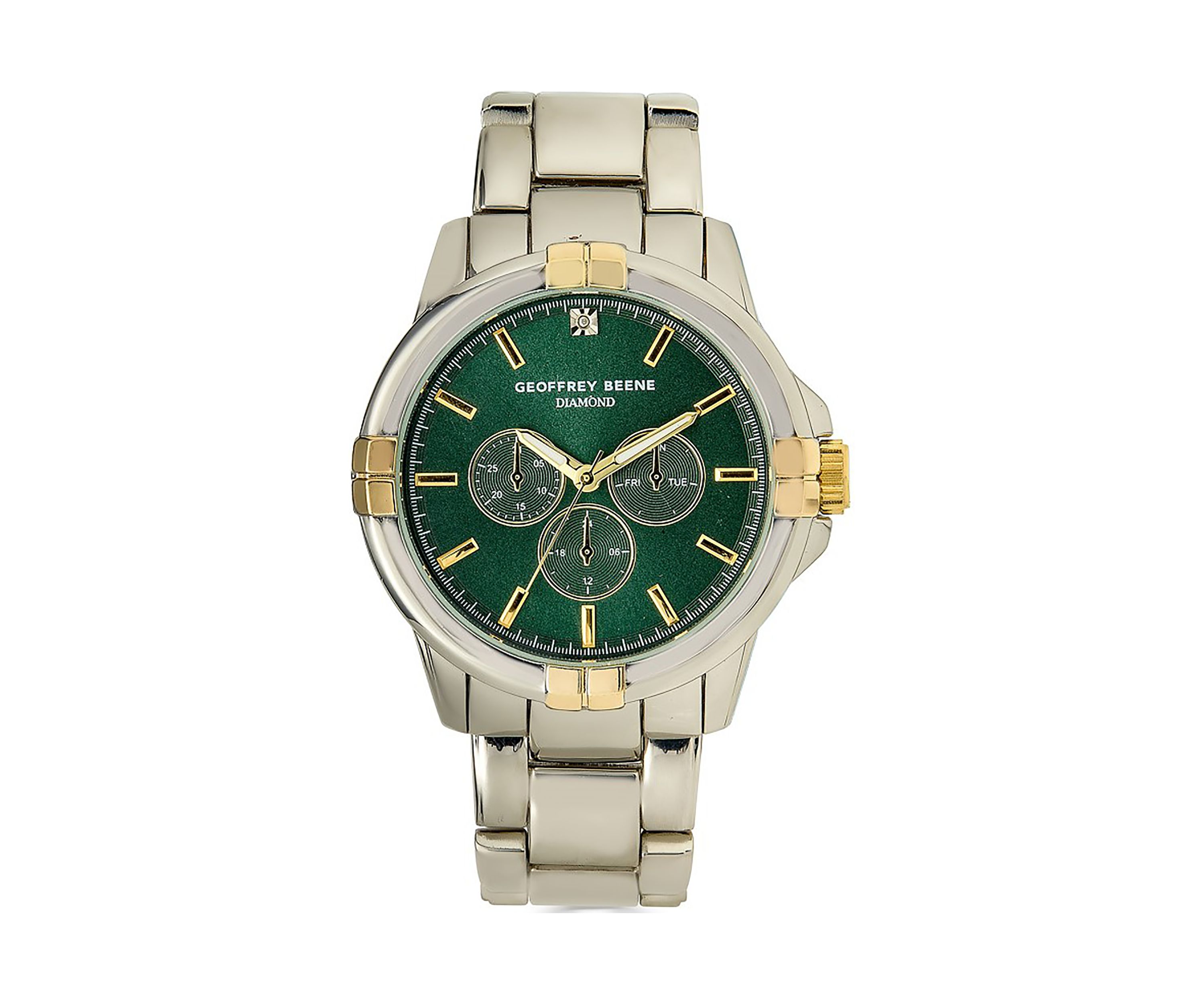 43 Millimeter Two Tone Gold Green Dial Watch