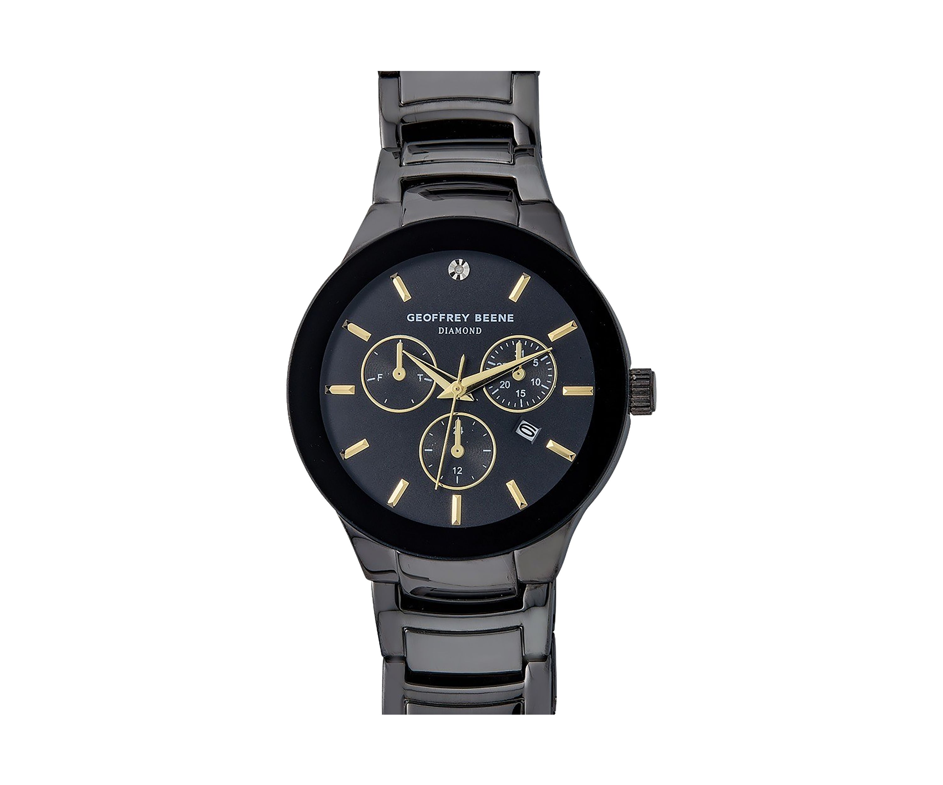  Gunmetal Tone Genuine Diamond Bracelet Watch