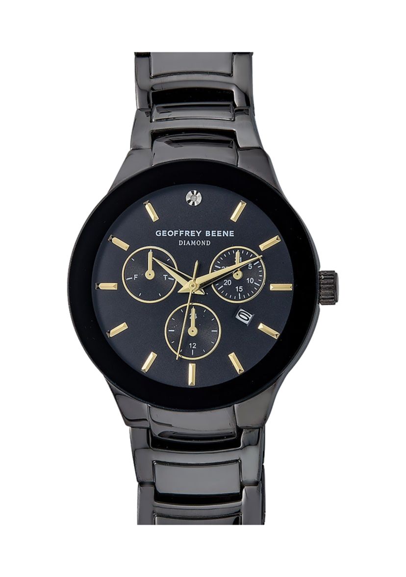  Gunmetal Tone Genuine Diamond Bracelet Watch