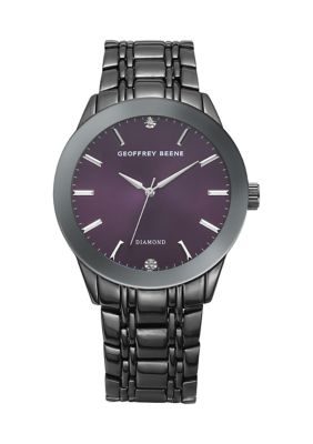Geoffrey Beene Men's Metal Color Faced Diamond Accent Watch, 18 in