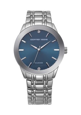 Geoffrey Beene Men's Metal Color Faced Diamond Accent Watch, 18 in