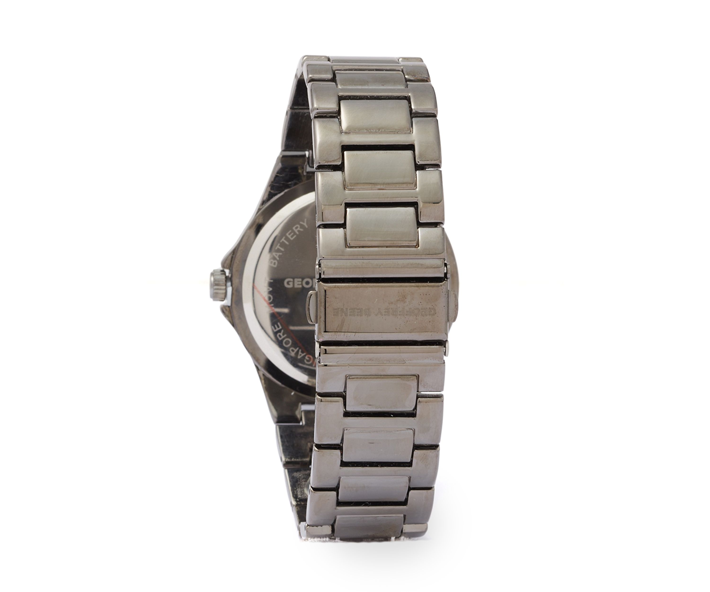 Gunmetal Tone Textured Blue Dial Watch