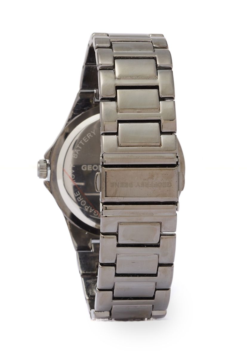 Gunmetal Tone Textured Blue Dial Watch