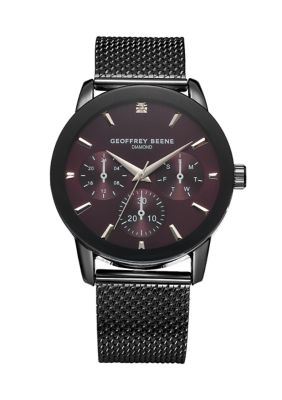 Geoffrey Beene Men's Genuine Diamond Mesh Bracelet Watch