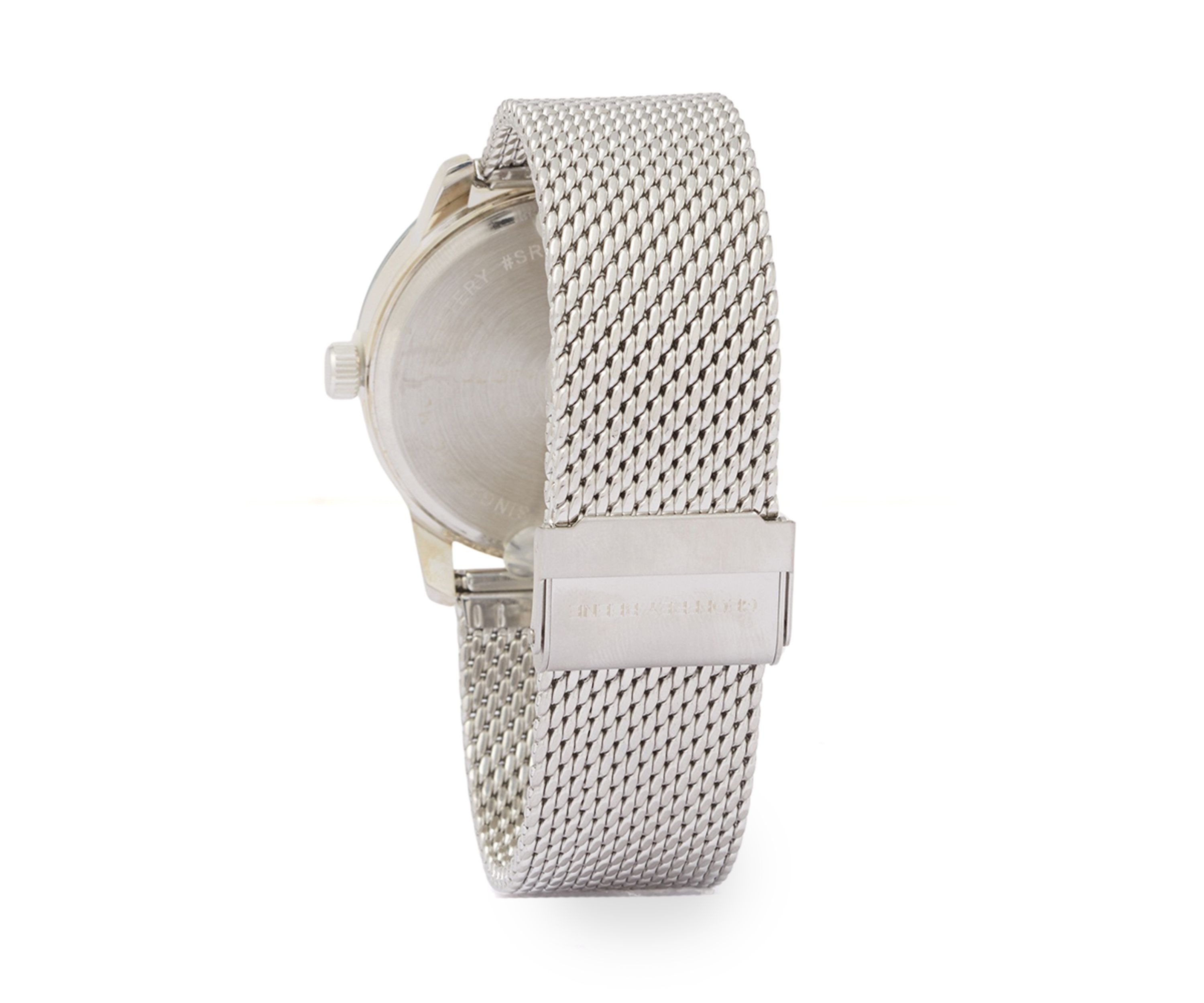 Chrome Mesh Band Teal Face Watch