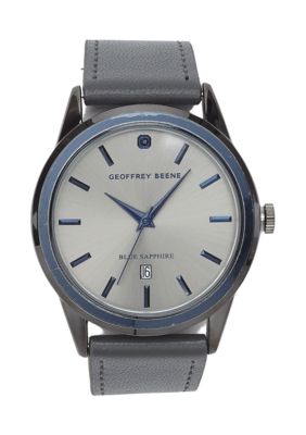 Geoffrey Beene 42 Millimeter Gunmetal Blue Sapphire Watch belk