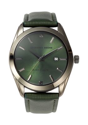 Concepts In Time Men's Gunmetal Green Dial Black Diamond Watch