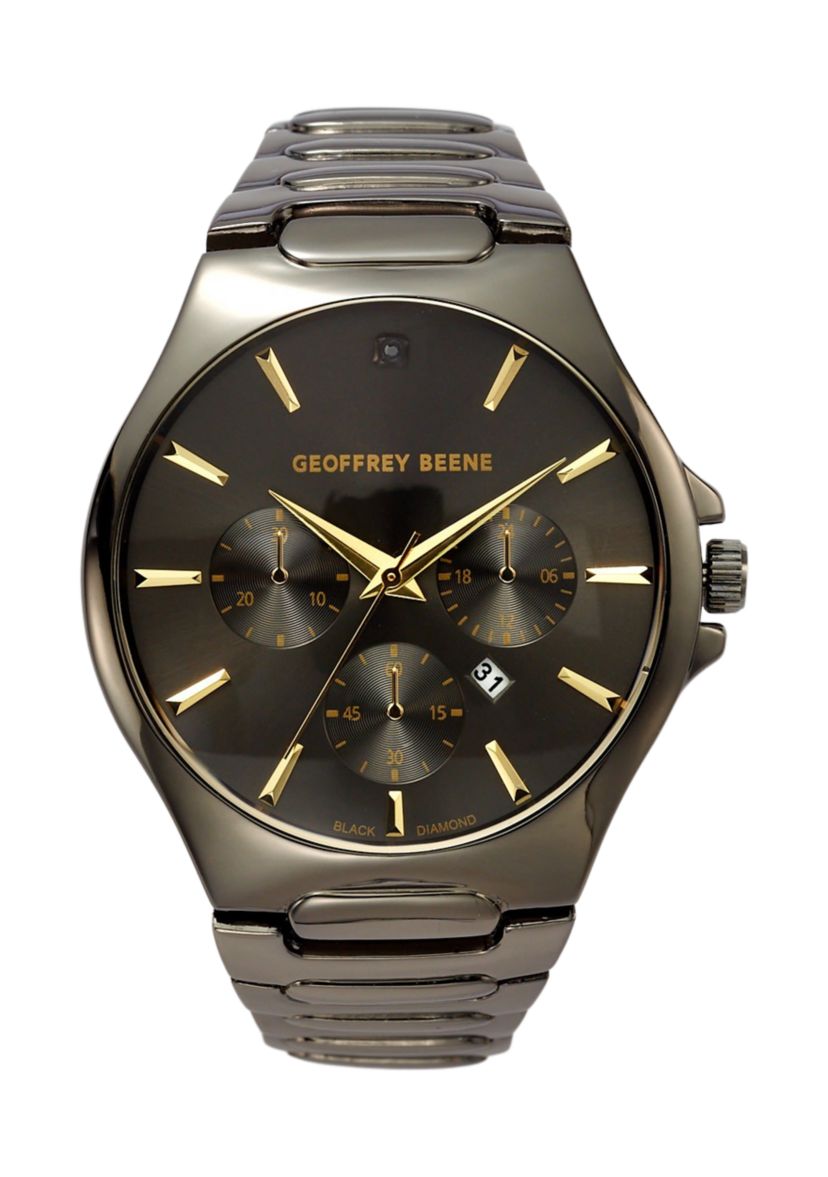 Geoffrey Beene Gunmental Integrated Black Diamond Watch | Belk