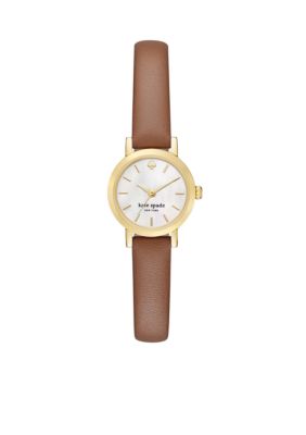 kate spade new york® Women's Tiny Metro Brown Leather Strap 3-Hand Watch |  belk