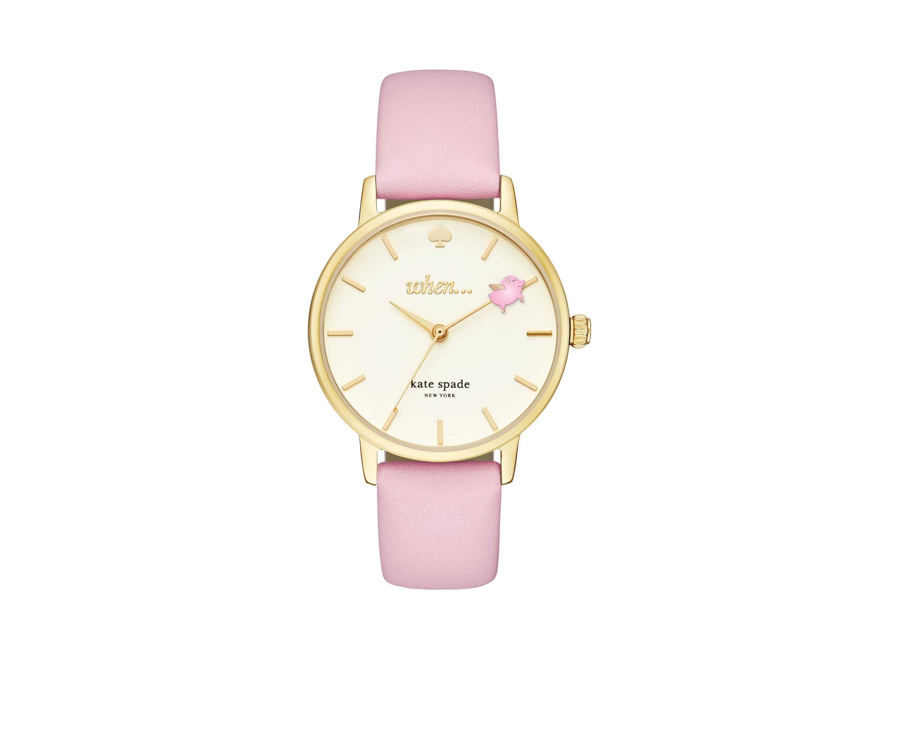 Womens Pink Vachetta Leather and Gold-Tone Metro Watch