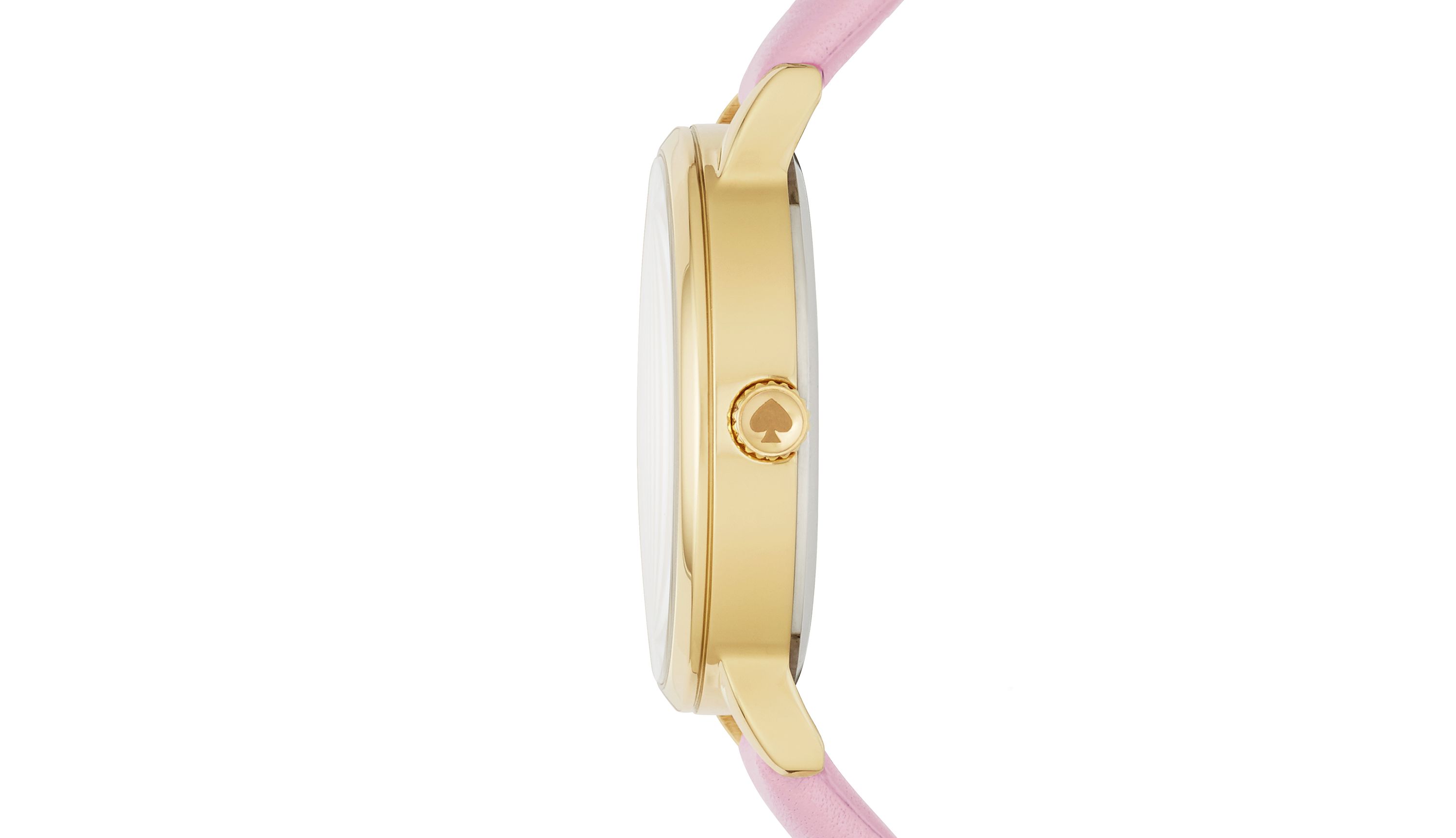 Womens Pink Vachetta Leather and Gold-Tone Metro Watch