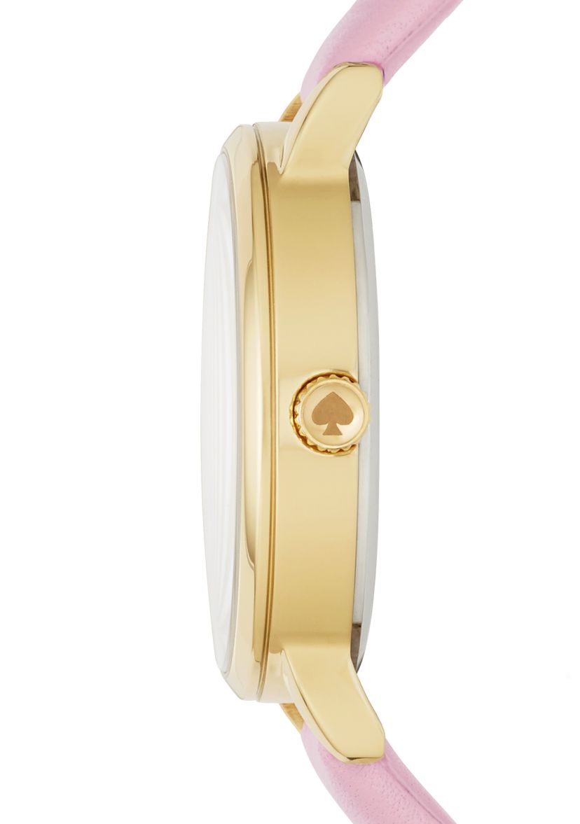 Womens Pink Vachetta Leather and Gold-Tone Metro Watch
