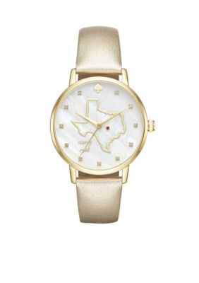 kate spade new york® Gold-Tone And Gold Leather Texas Metro Watch | belk