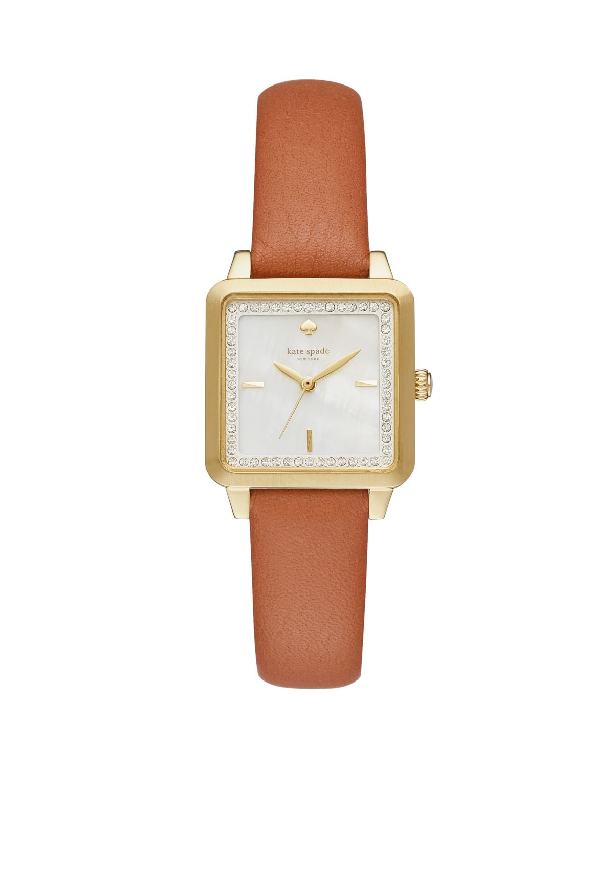 Womens Gold-Tone Washington Square Brown Leather  Watch
