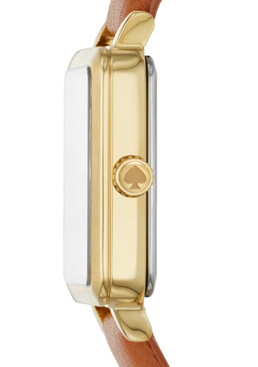 Womens Gold-Tone Washington Square Brown Leather  Watch