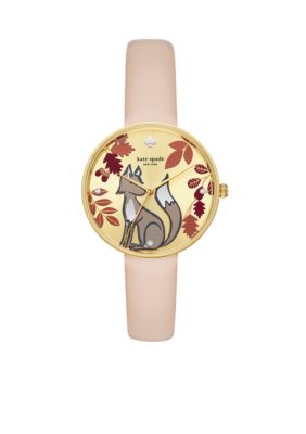 kate spade new york® Gold-Tone Metro Three-Hand Leather Watch | belk