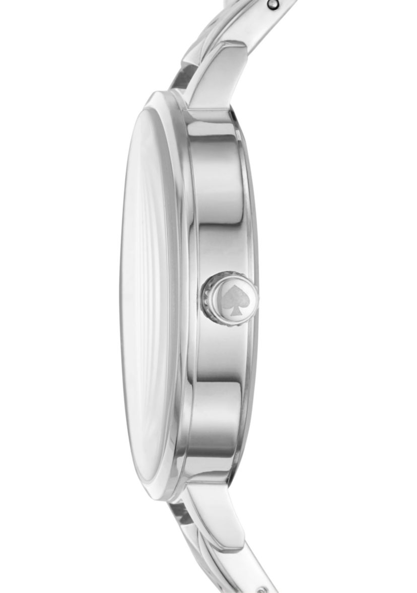Womens Stainless Steel Skinny Quilted Metro Watch